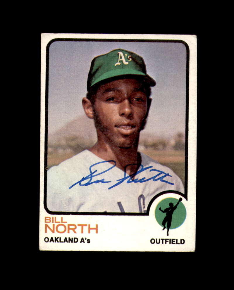 Bill North Signed 1973 Topps Rookie Oakland Athletics Autograph