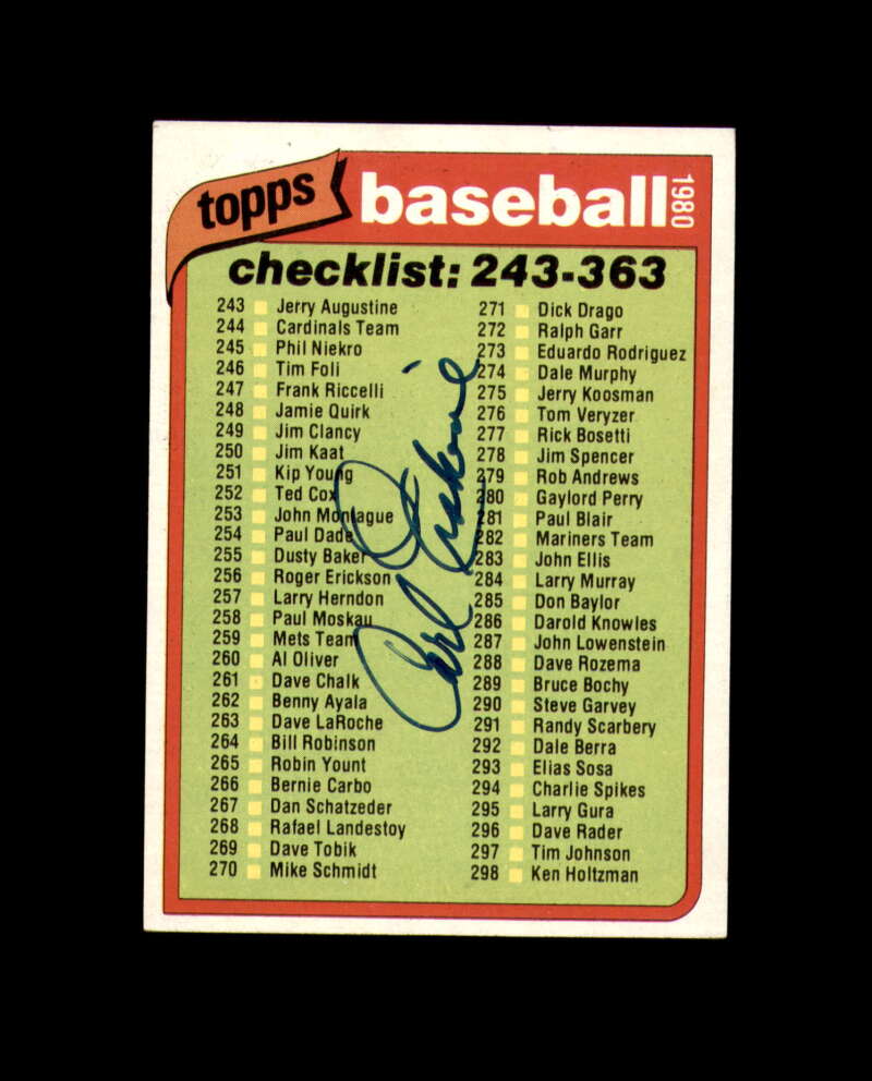 Carl Erskine Signed 1980 Topps Autograph