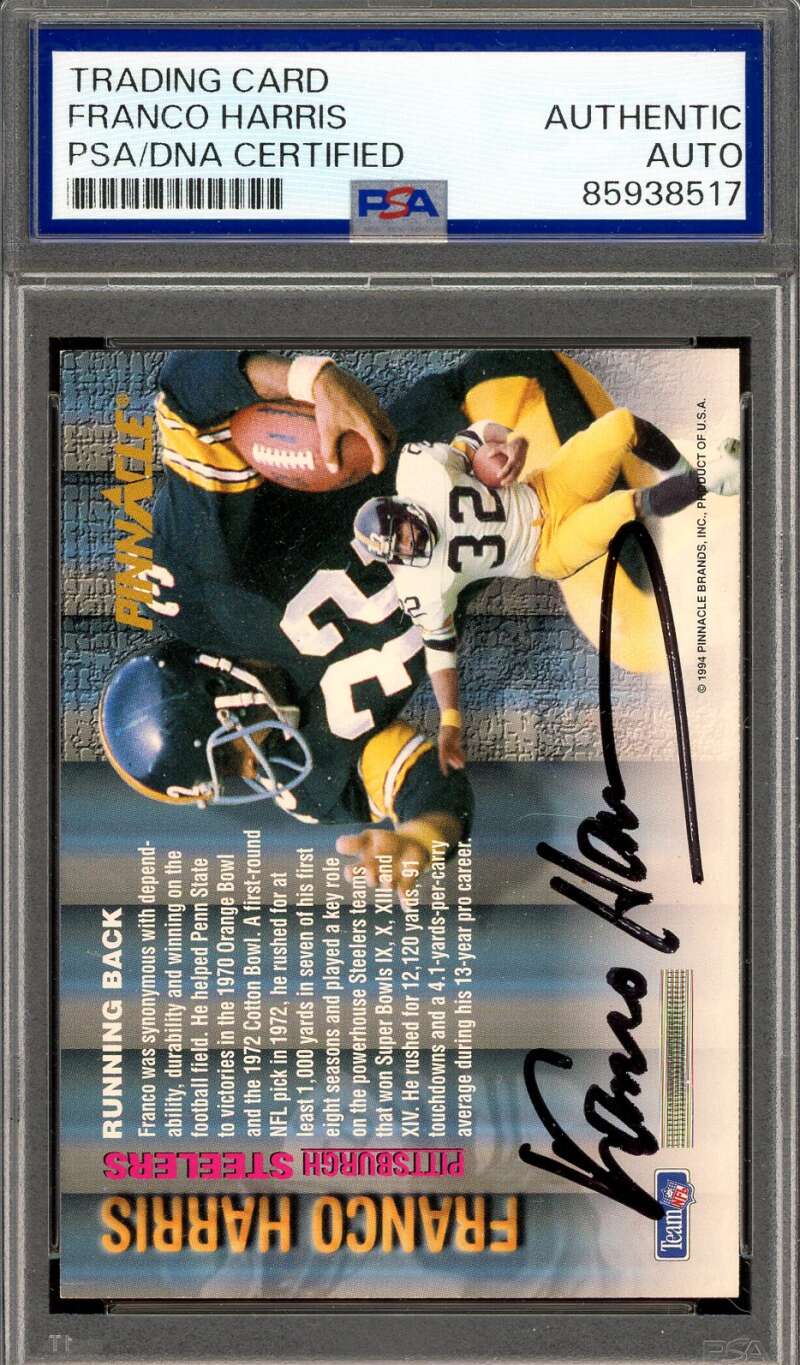 Franco Harris PSA DNA Signed 1994 Pinnacle Autograph Steelers