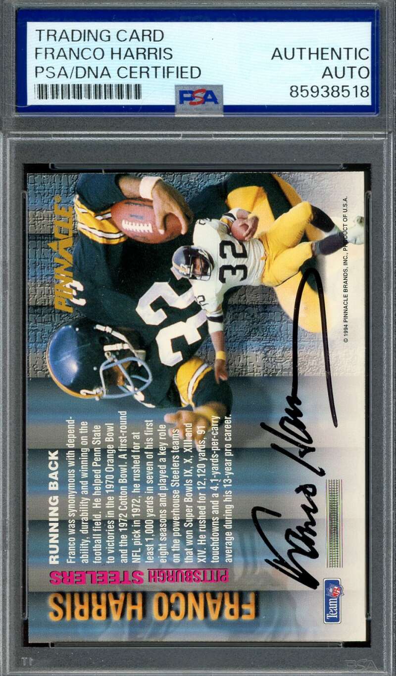 Franco Harris PSA DNA Signed 1994 Pinnacle Autographed