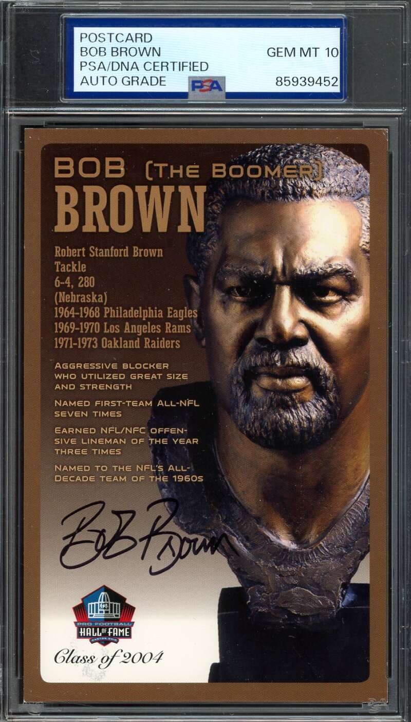 Bob Brown Gem Mint 10 PSA DNA Signed Hall of Fame Bust Postcard Autograph