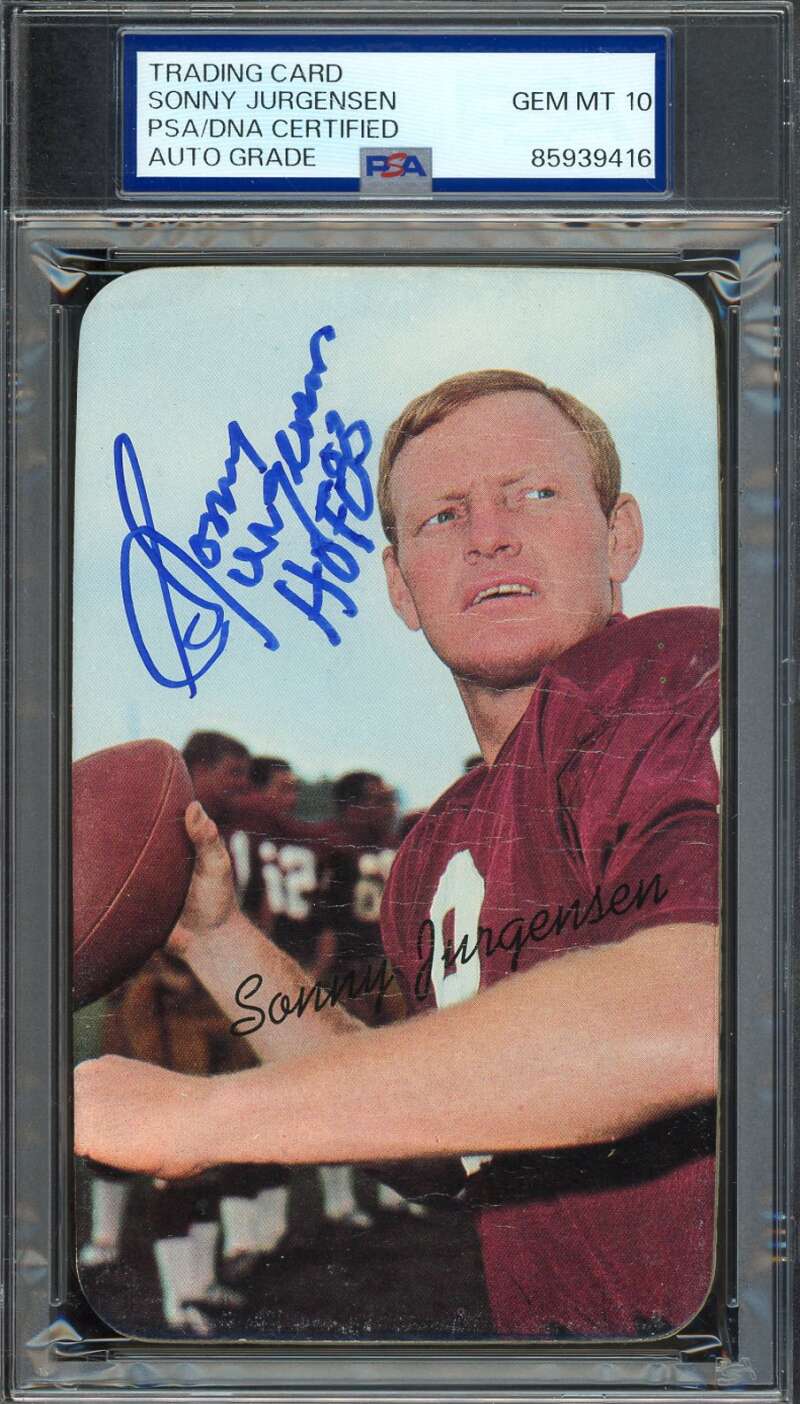 Sonny Jurgensen Gem Mint 10 PSA DNA Signed 1970 Topps Super Autograph
