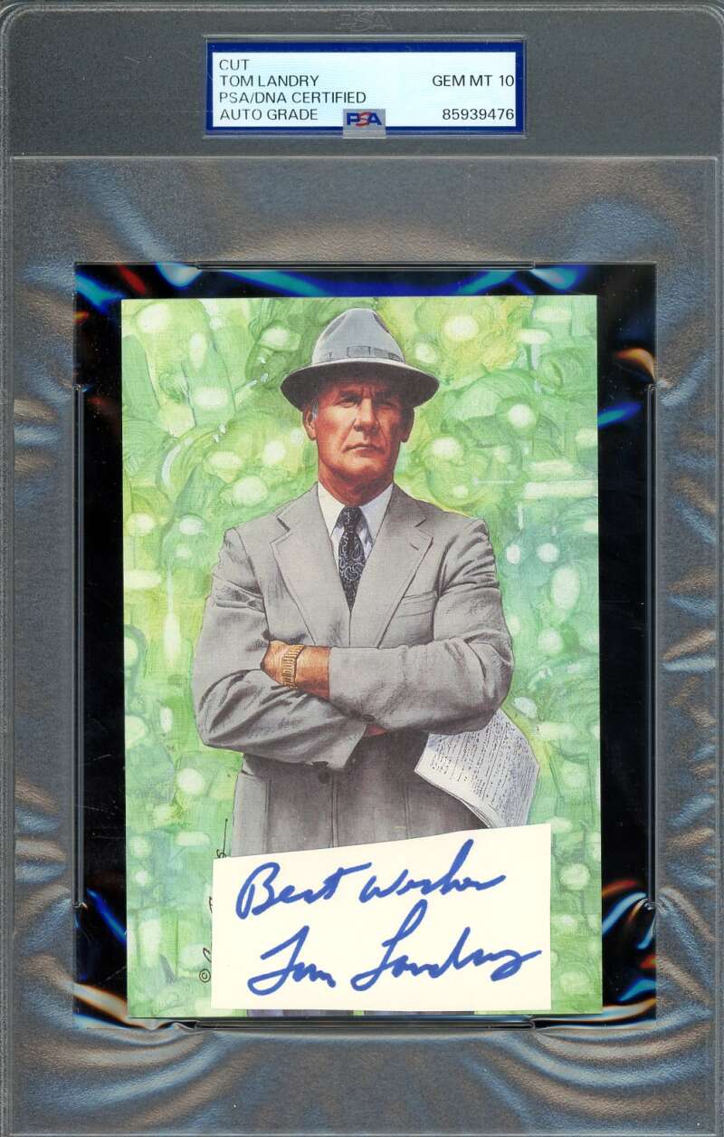 Tom Landry Gem Mint 10 PSA DNA Autograph Goal Line Art Card GLAC Cut Signed