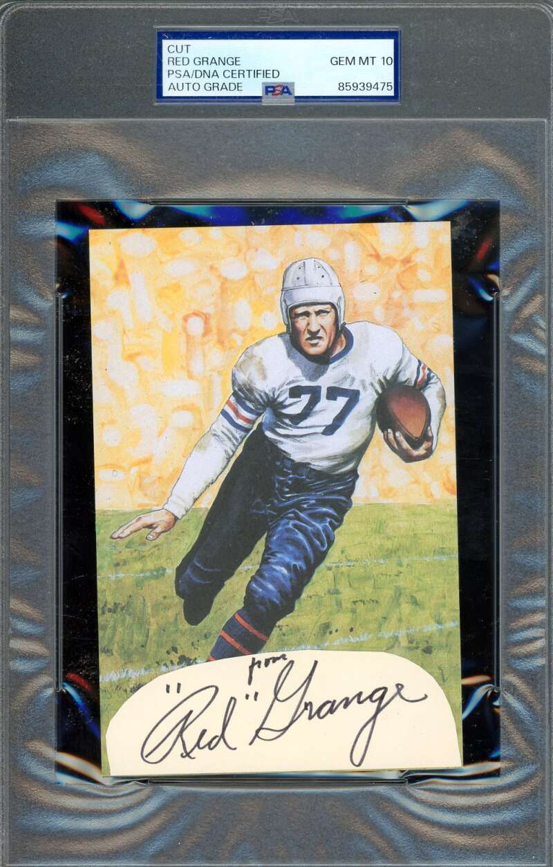 Red Grange Gem Mint 10 PSA DNA Autograph Goal Line Art Card GLAC Cut Signed