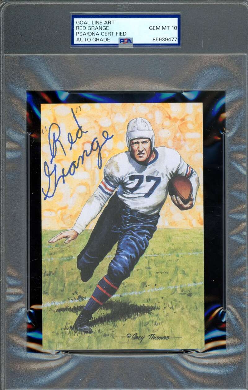 Red Grange Gem Mint 10 PSA DNA Autograph Goal Line Art Card GLAC Signed