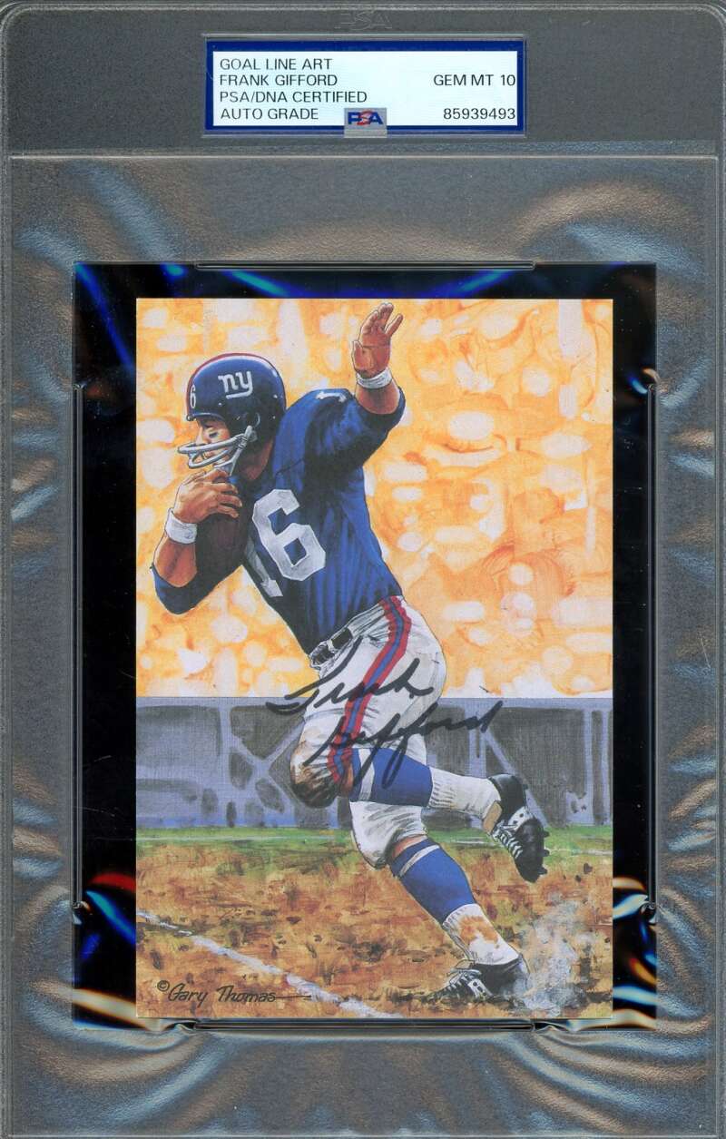 Frank Gifford Gem Mint 10 PSA DNA Autograph Goal Line Art Card GLAC Giants Signed