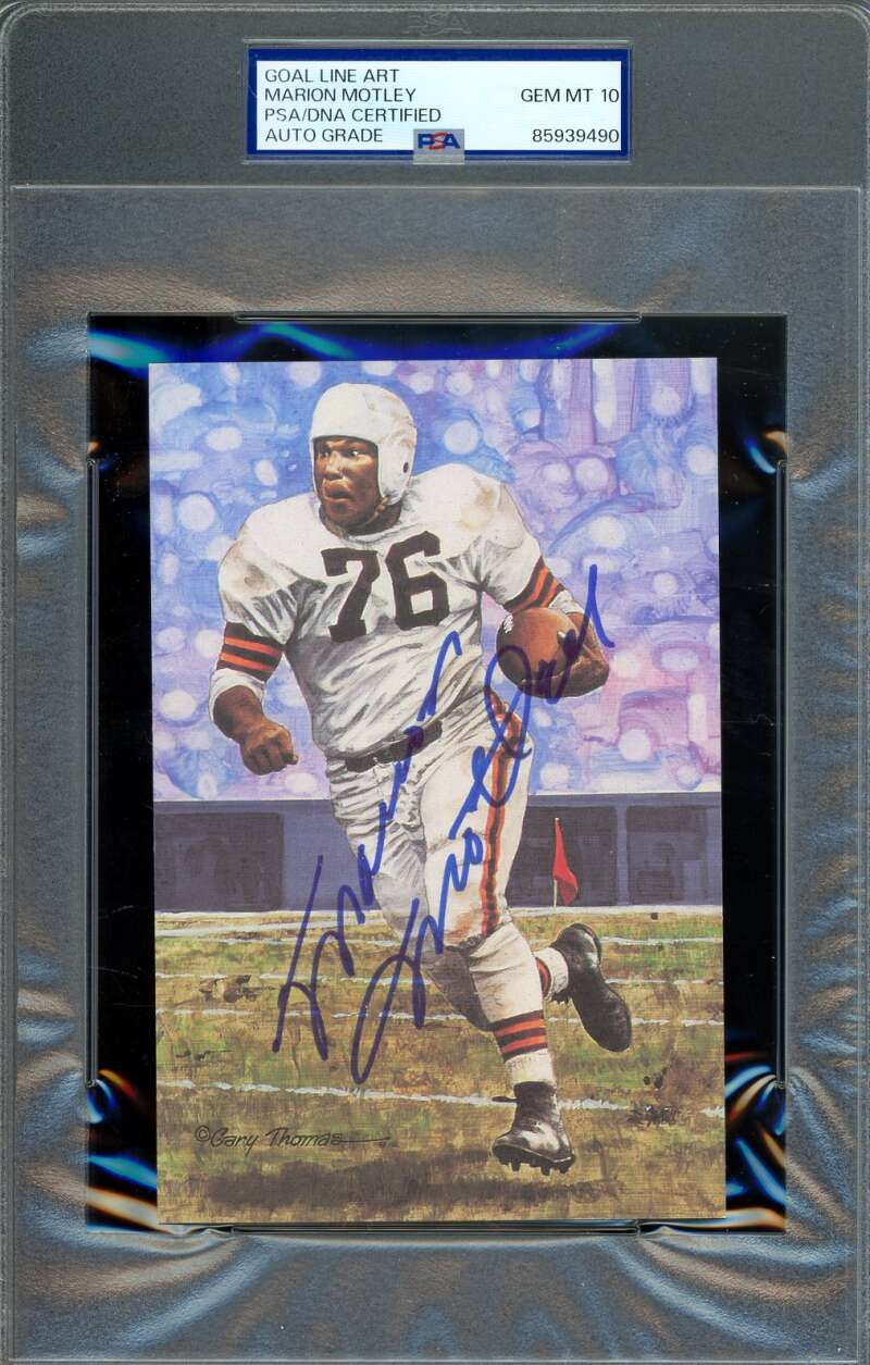 Marion Motley Gem Mint 10 PSA DNA Autograph Goal Line Art Card GLAC Signed