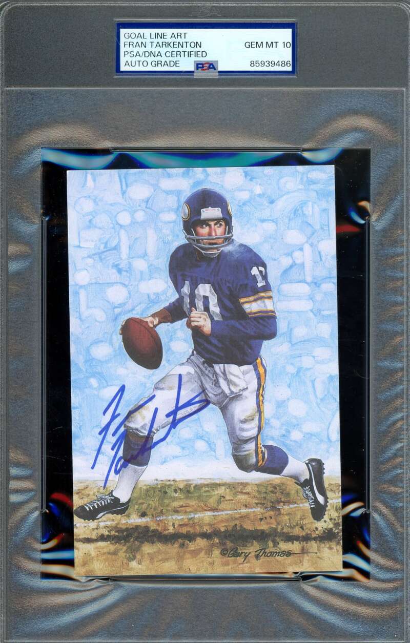 Fran Tarkenton Gem Mint 10 PSA DNA Autograph Goal Line Art Card GLAC Signed