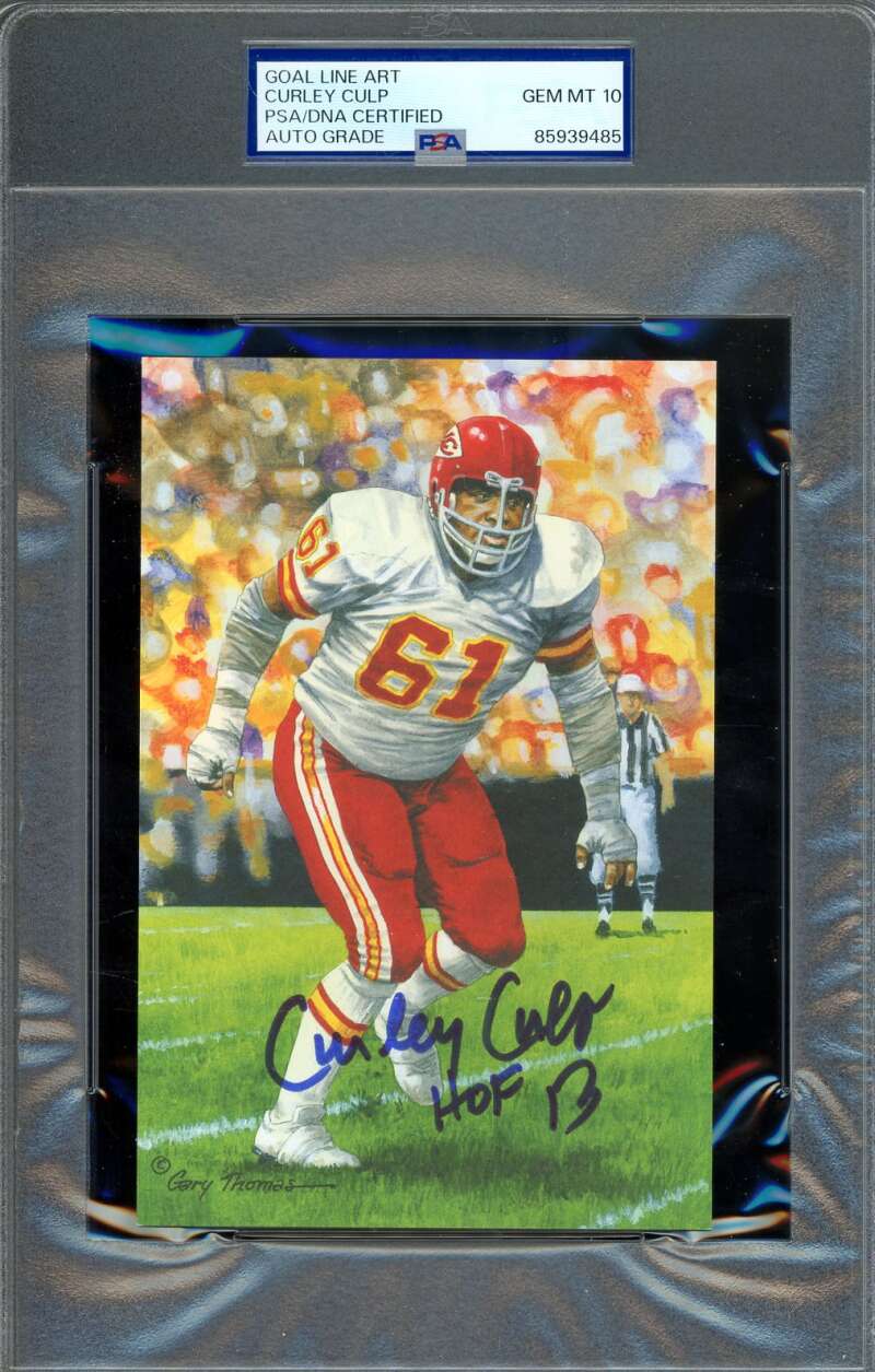 Curley Culp Gem Mint 10 PSA DNA Autograph Goal Line Art Card GLAC Signed