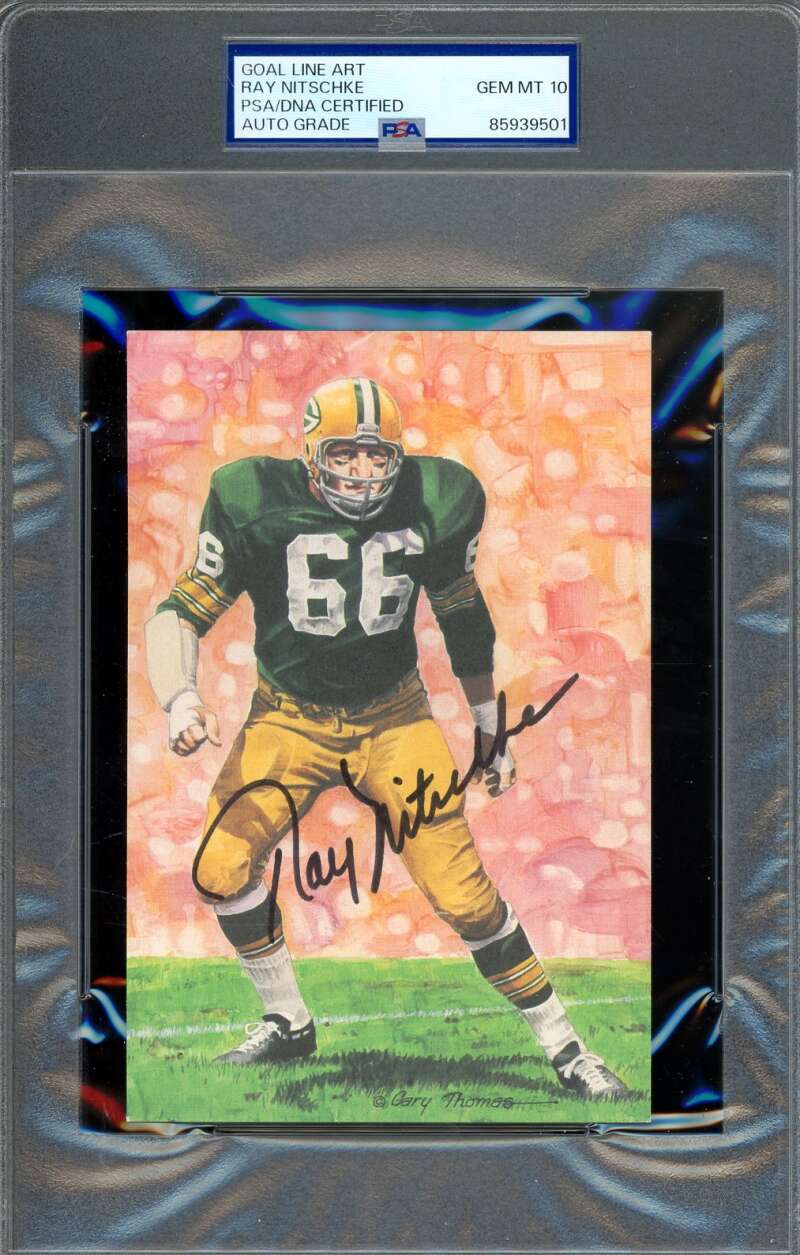 Ray Nitschke Gem Mint 10 PSA DNA Autograph Goal Line Art Card GLAC Signed