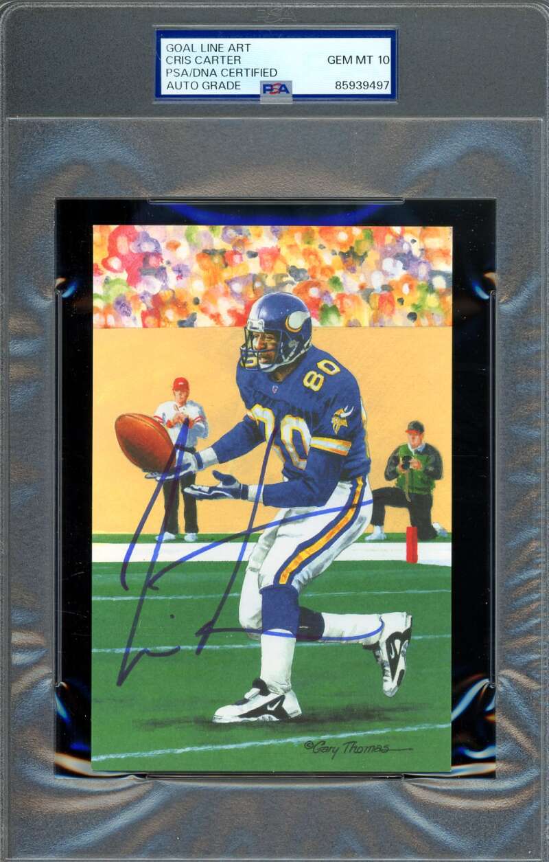 Cris Carter Gem Mint 10 PSA DNA Autograph Goal Line Art Card GLAC Signed