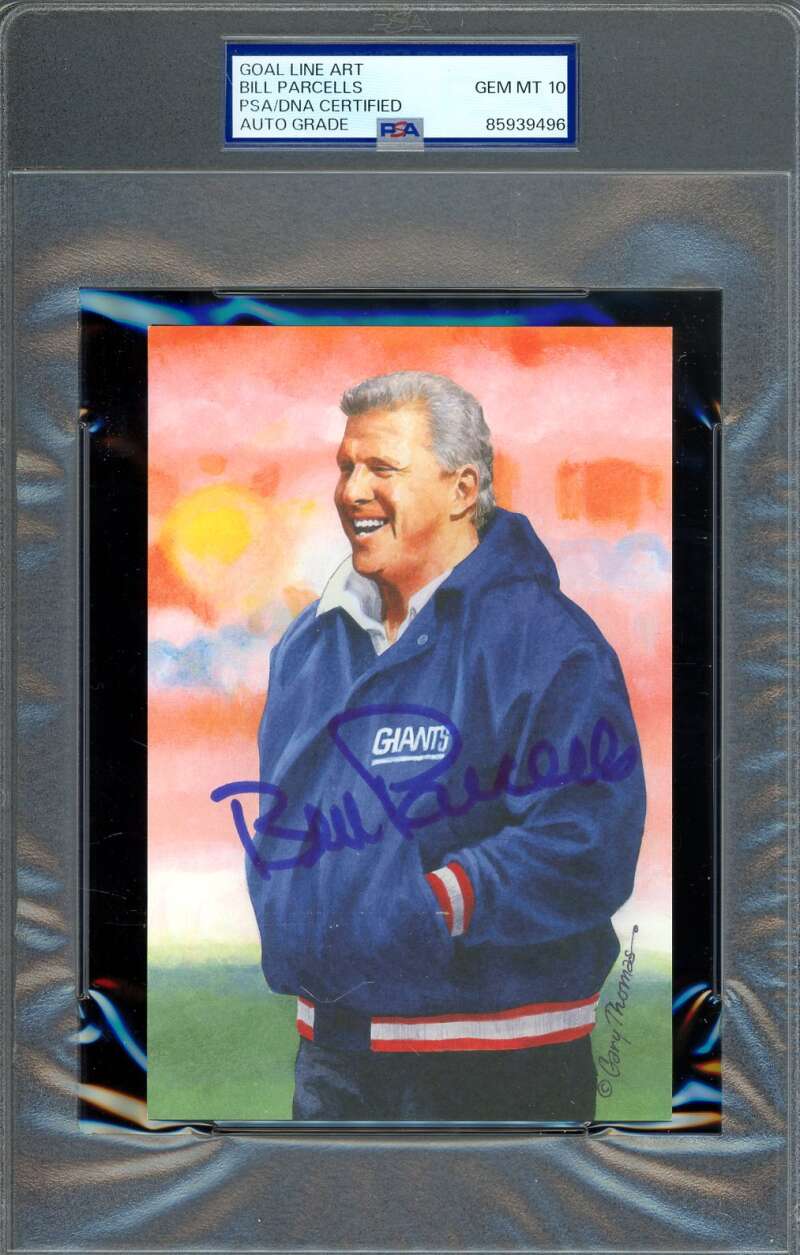 Bill Parcells Gem Mint 10 PSA DNA Autograph Goal Line Art Card GLAC Signed