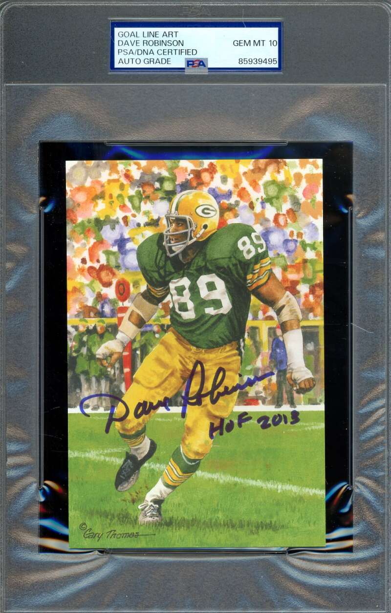Dave Robinson Gem Mint 10 PSA DNA Autograph Goal Line Art Card GLAC Signed
