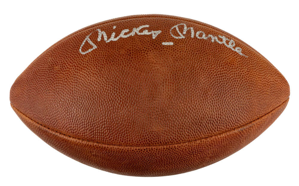 Mickey Mantle Signed One Of A Kind Official Leather NFL Rozelle Football Autograph