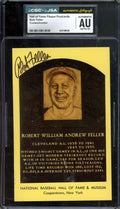 Bob Feller Gem Mint 10 CGC JSA   Signed Gold Hall of Fame Plaque Postcard Autograph