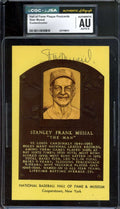 Stan Musial Mint 9 CGC JSA   Signed Gold Hall of Fame Plaque Postcard Autograph