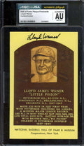 Lloyd Waner Mint 9 CGC JSA   Signed Gold Hall of Fame Plaque Postcard Autograph