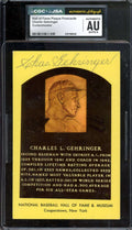 Charlie Gehringer Mint 9 CGC JSA   Signed Gold Hall of Fame Plaque Postcard Autograph
