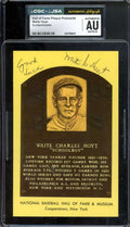 Waite Hoyt NM-MT 8 CGC JSA   Signed Gold Hall of Fame Plaque Postcard Autograph