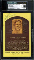 Lefty Gomez NM-MT 8 CGC JSA   Signed Gold Hall of Fame Plaque Postcard Autograph