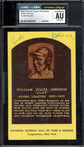 Judy Johnson NM-MT 8 CGC JSA   Signed Gold Hall of Fame Plaque Postcard Autograph