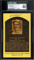 Sandy Koufax NM-MT 8 CGC JSA   Signed Gold Hall of Fame Plaque Postcard Autograph
