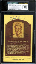 Bob Lemon NM-MT 8 CGC JSA   Signed Gold Hall of Fame Plaque Postcard Autograph