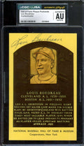 Lou Boudreau NM-MT 8 CGC JSA   Signed Gold Hall of Fame Plaque Postcard Autograph