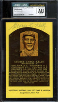 George Kelly NM-MT 8 CGC JSA   Signed Gold Hall of Fame Plaque Postcard Autograph