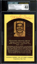 Monte Irvin NM-MT 8 CGC JSA   Signed Gold Hall of Fame Plaque Postcard Autograph
