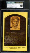 Sam Rice CGC JSA   Signed Gold Hall of Fame Plaque Postcard Autograph