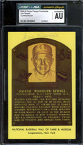 Joe Sewell CGC JSA   Signed Gold Hall of Fame Plaque Postcard Autograph
