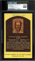 Earl Averill CGC JSA   Signed Gold Hall of Fame Plaque Postcard Autograph