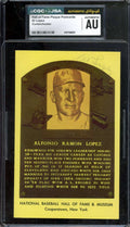 Al Lopez CGC JSA   Signed Gold Hall of Fame Plaque Postcard Autograph