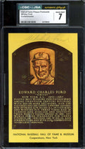 Whitey Ford CGC JSA   Signed Gold Hall of Fame Plaque Postcard Autograph