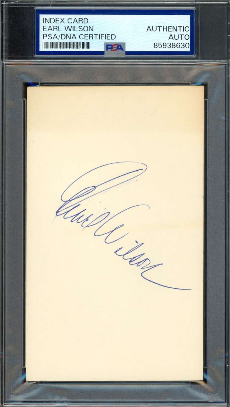 Earl Wilson PSA DNA Signed 3x5 Index Card 1968 Tigers Autograph