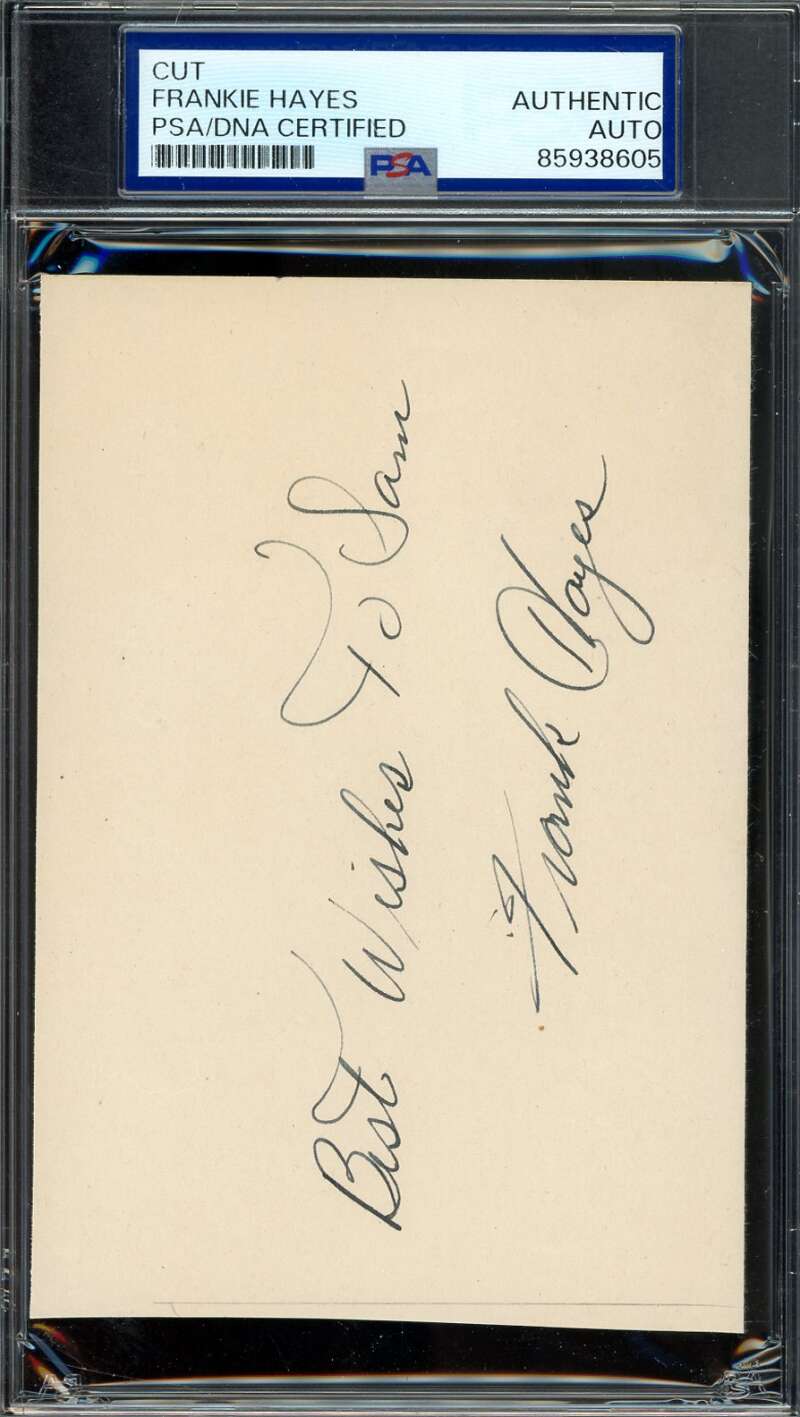Frankie Hayes PSA DNA Signed 4x5 Index Card D.55 Autograph