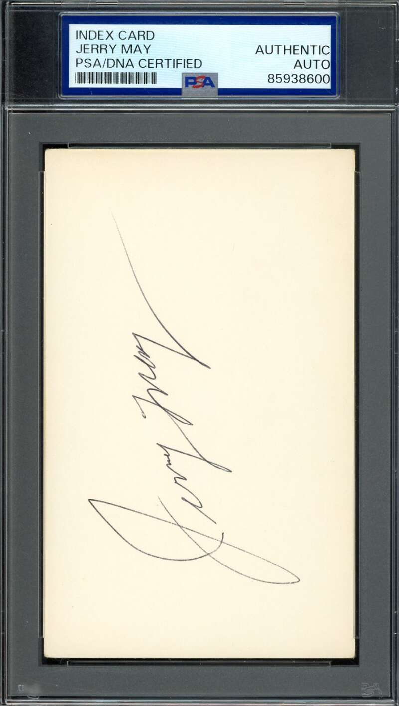 Jerry May PSA DNA Signed 3x5 Index Card D.96 Pirates Autograph