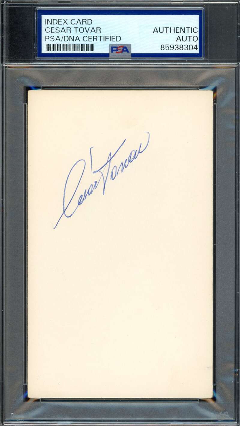 Cesar Tovar PSA DNA Signed 3x5 Index Card Autograph