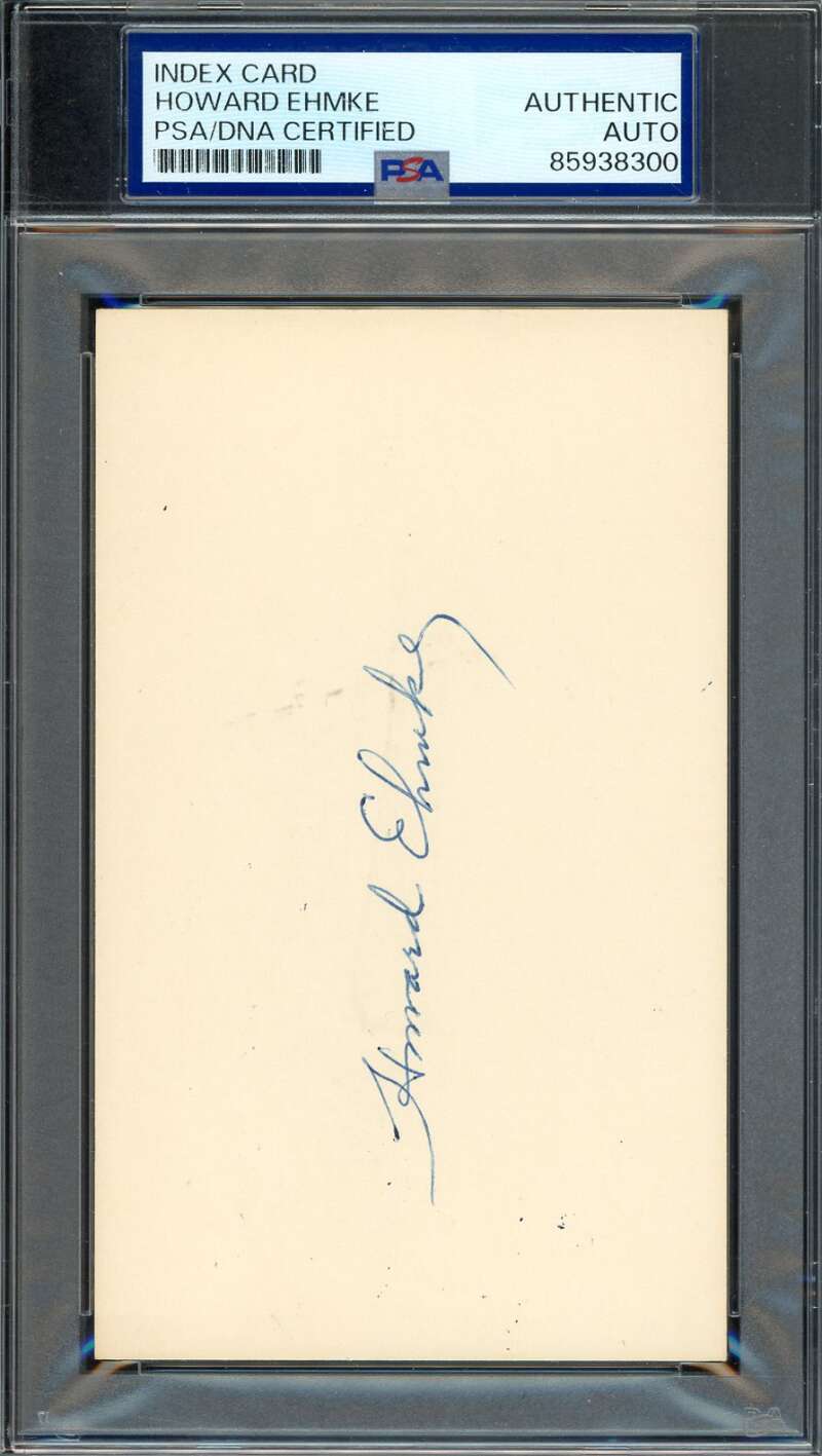 Howard Ehmke PSA DNA Signed 3x5 Index Card D.59 Autograph