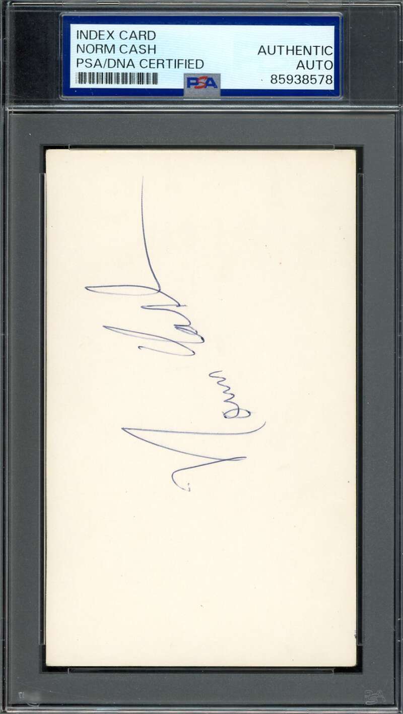 Norm Cash PSA DNA Signed 3x5 Index Card 1968 Tigers Autograph