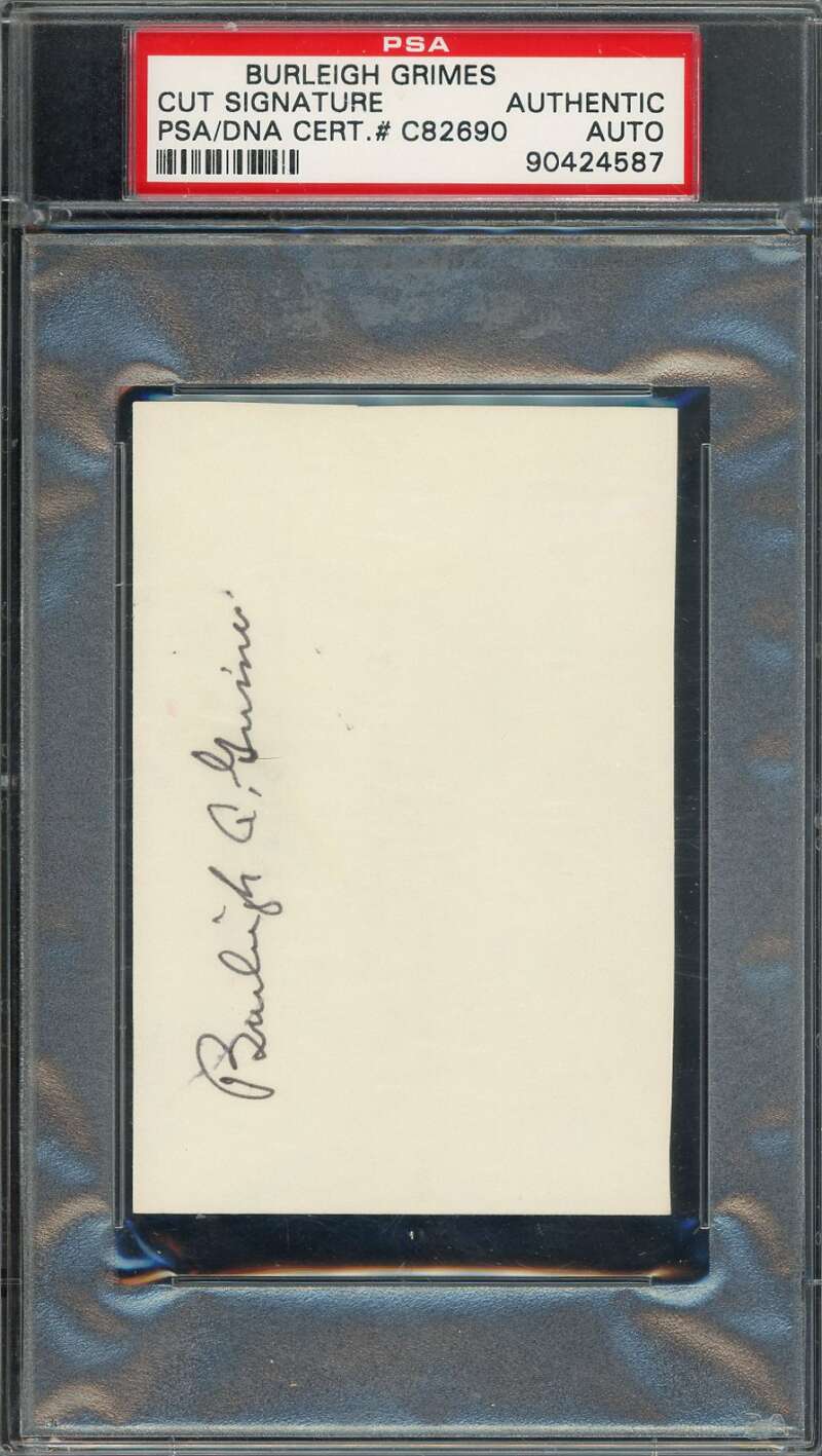 Burleigh Grimes PSA DNA Signed Index Card Cut Autograph