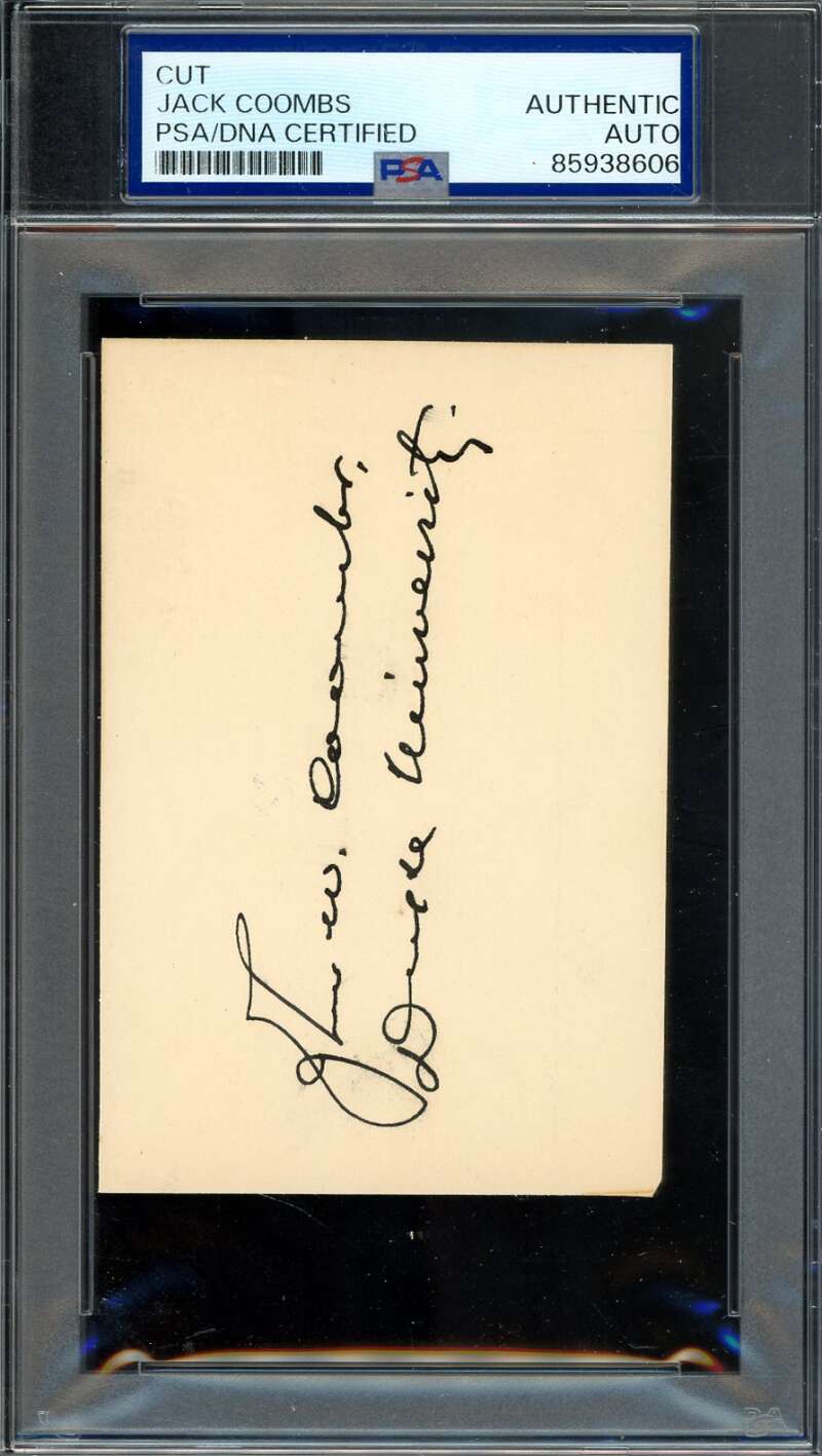 Jack Coombs PSA DNA Signed Index Card Cut Philadelphia A`s D.57 Autograph