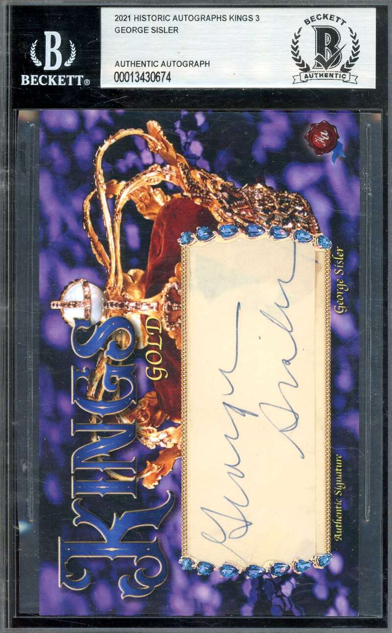 George Sisler Beckett BAS Signed 2021 HA Index Card Autograph