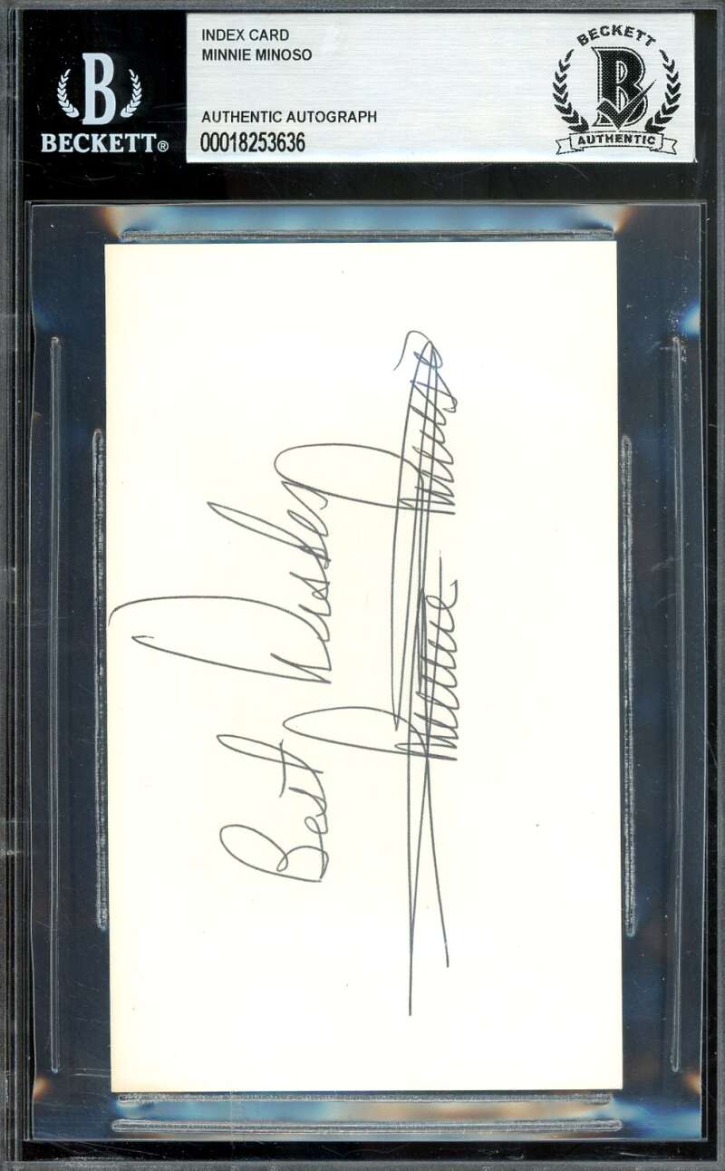 Minnie Minoso Beckett BAS Signed 3x5 Index Card Autograph