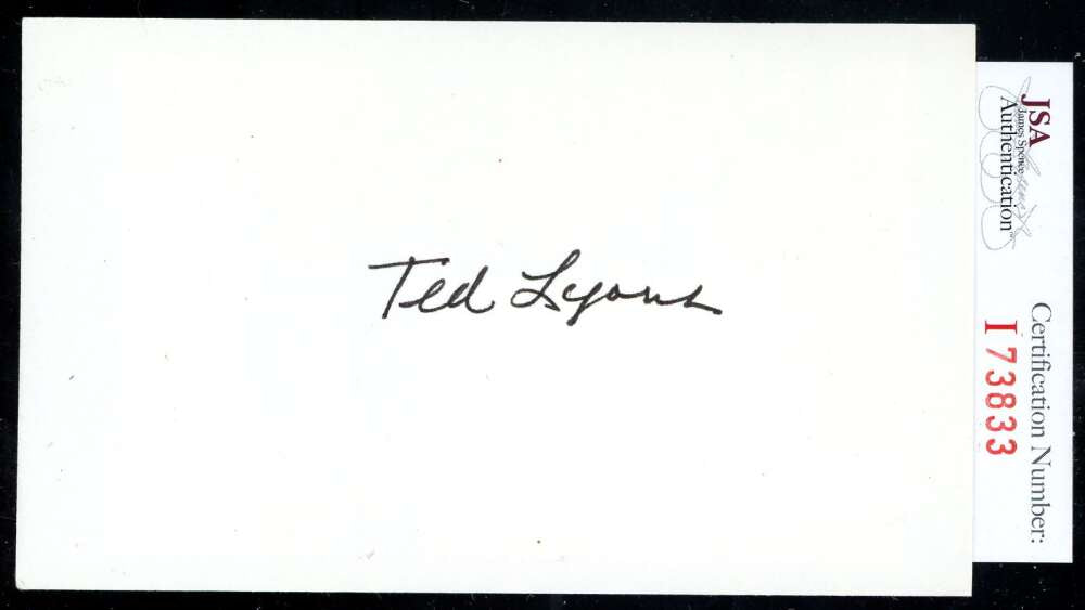 Ted Lyons JSA Coa Signed 3x5 Index Card Autograph
