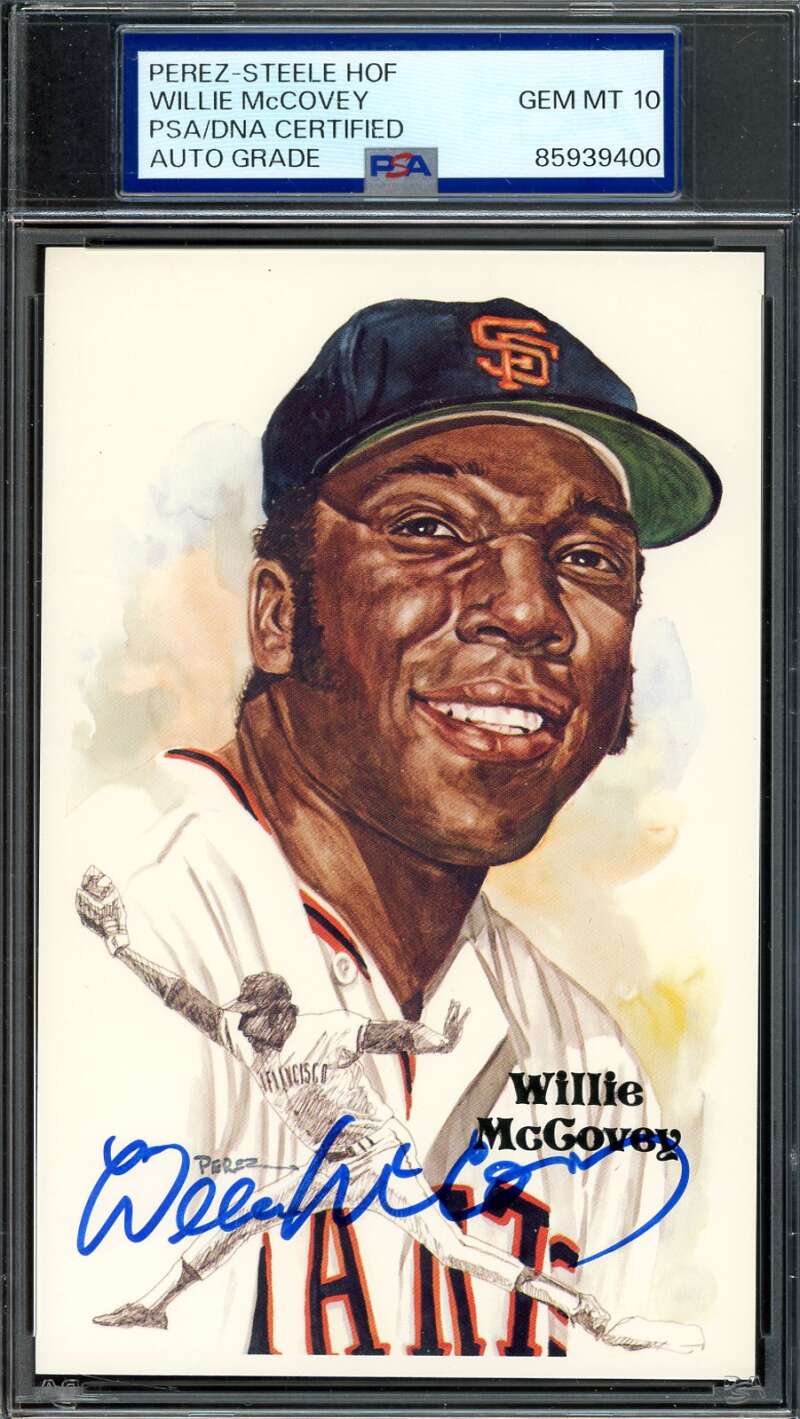 Willie McCovey Gem Mint 10 PSA DNA Signed Perez Steele Postcard Autograph