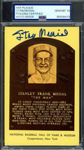 Stan Musial Gem Mint 10 PSA DNA Signed Gold Hall of Fame Plaque Postcard Autograph