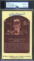 Stan Musial Gem Mint 10 PSA DNA Signed Gold Hall of Fame Plaque Postcard Autographed