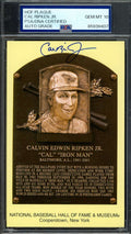 Cal Ripken Jr Gem Mint 10 PSA DNA Signed Gold Hall of Fame Plaque Postcard Autograph